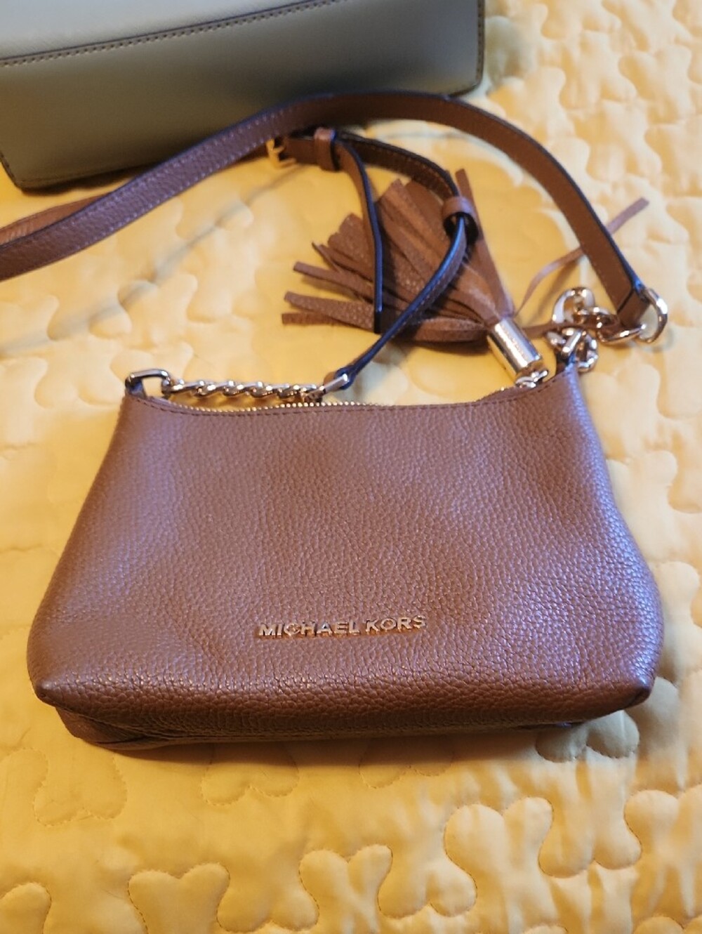 Michael Kors Tan Pebbled Leather Crossbody with Tassel - Picture 8 of 8